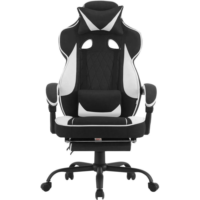 Inbox Zero Adjustable Reclining Ergonomic Faux Leather Swiveling PC & Racing Game Chair with Footrest