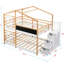 Lit superposé avec fenêtres de toit, tableau noir et rangement, lit double sur plateforme, finition en bois naturel blanc, garde-corps à profil bas, structure en 3 étapes pour dormir-2005677066