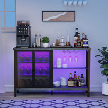 Curio Mini Bar Cabinet on Wheels (Moonshine White, Matte Finish