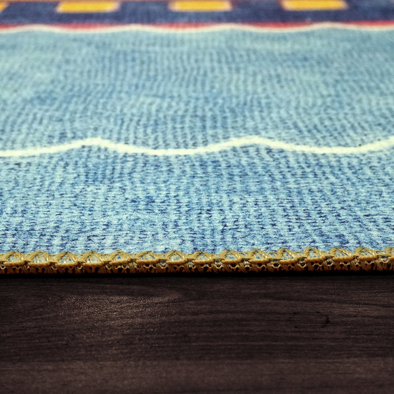 Trym Blue Area Rug, Rectangle 4' x 6'