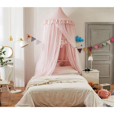 Princess Round Dome Bed Canopy For Girls Room (Pink/White) 80 X 398Cm