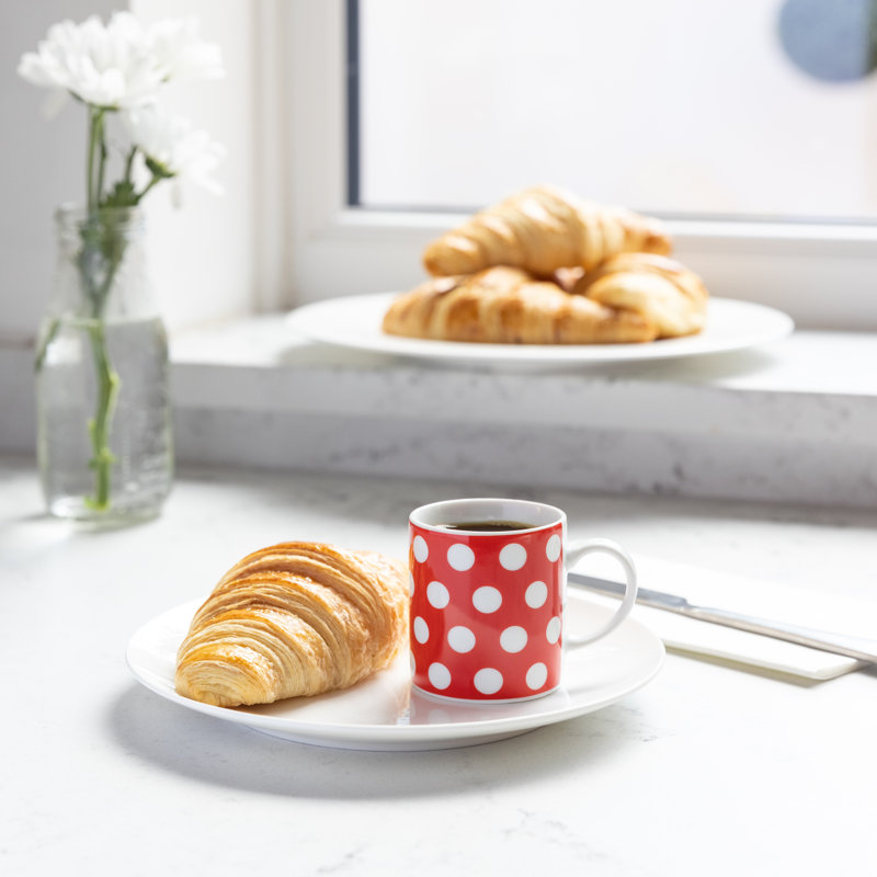 KitchenCraft 80ml Porcelain Red Polka Dot Espresso Cups, 12
