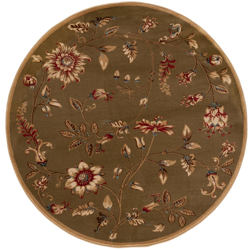 Carolane Performance Floral Rug, Round 5'3"