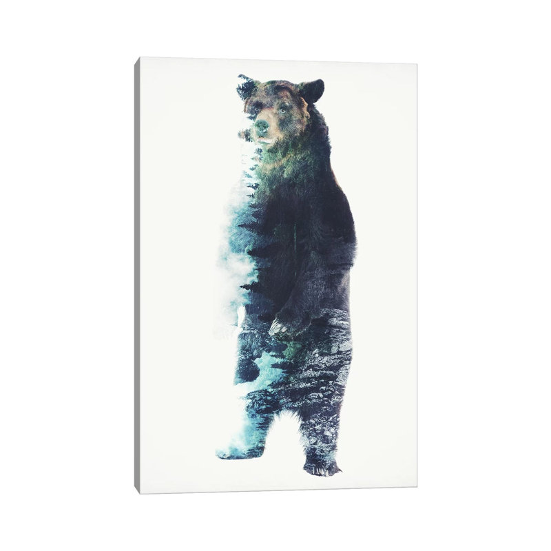«Misty Bear» par Barrett Biggers - peinture sur toile tendue, H 40 po x l 26 po x P 1,5 po