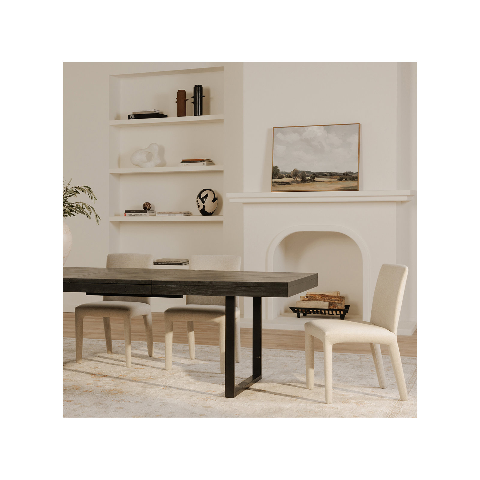 Brandie Dining Chair With Performance Fabric, Beige Performance Canvas