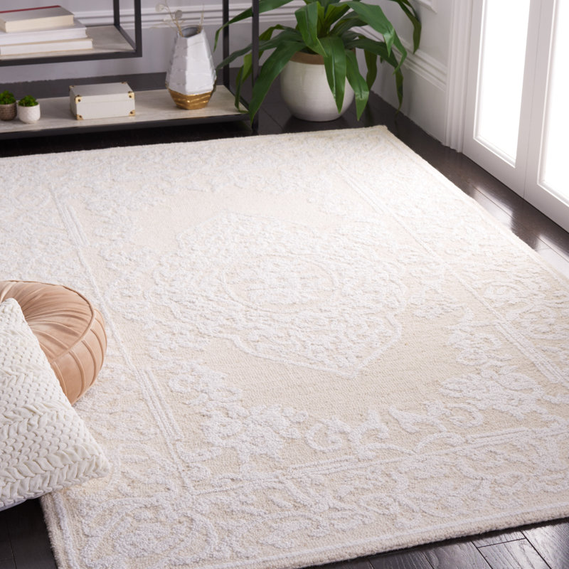 Abstract Hand Tufted Wool With Cotton Cloth Backing Rug, Rectangle 5' x 8'