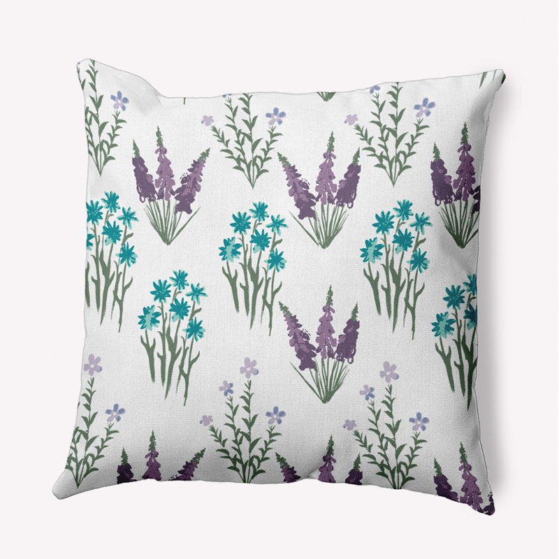 Coussin intérieur / extérieur Leafy Branch, H 18 po x l 18 po, Vert / mauve / bleu floral