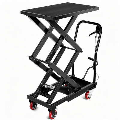 Hydraulic Scissor Lift Table – 330lb Capacity, 50" Height, Non-Slip Mat for Shop & Garage
