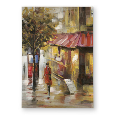 Abstract Street with Passers - Red Living Room Outdoor Rug