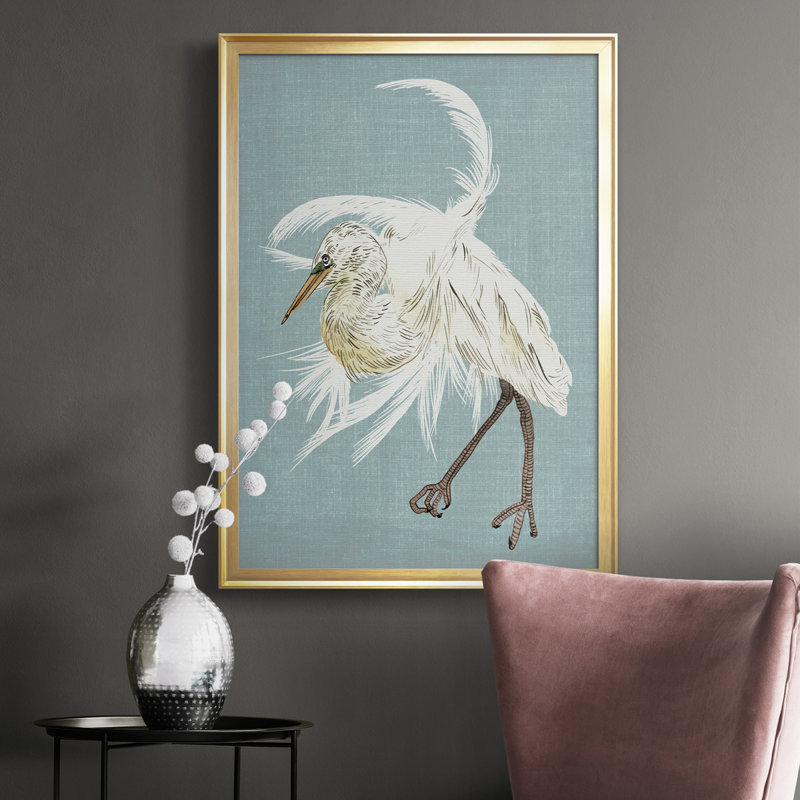 Heron Plumage IV, toile encadrée de qualité supérieure - prête à être accrochée, Or, H 30,5 po x l 22,5 po x P 1 po