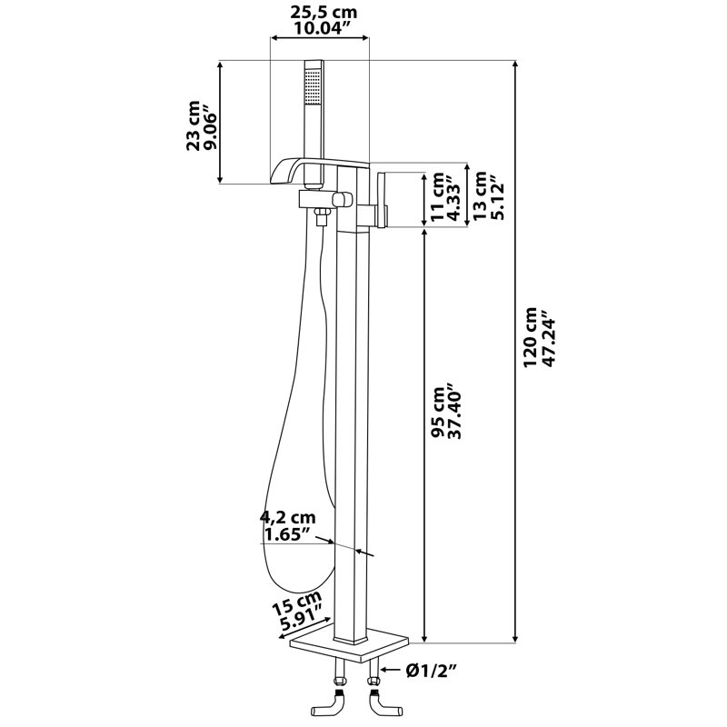 1 Handle Floor Bath Filler with Diverter