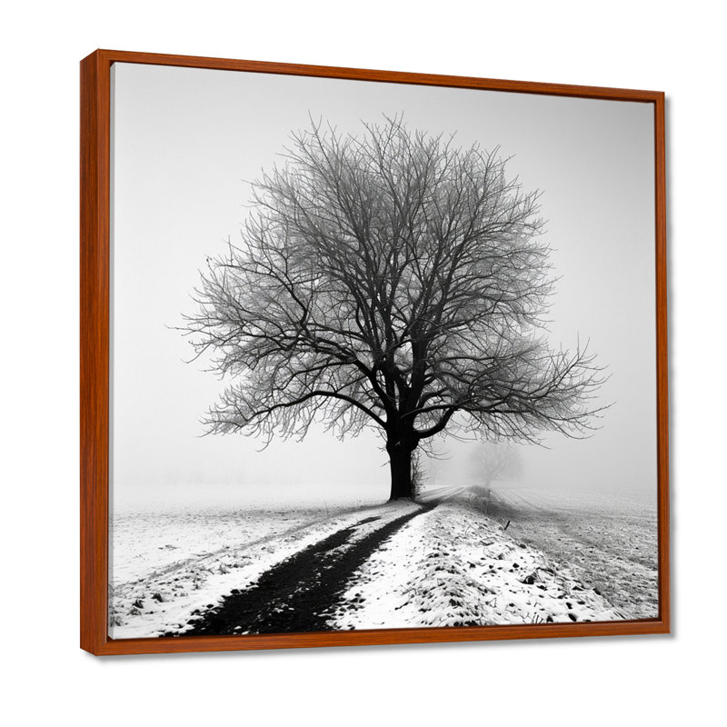 Vierge - arbre, impression murale monochrome, Toile avec cadre flottant brun, H 30 po x l 30 po x P 1 po