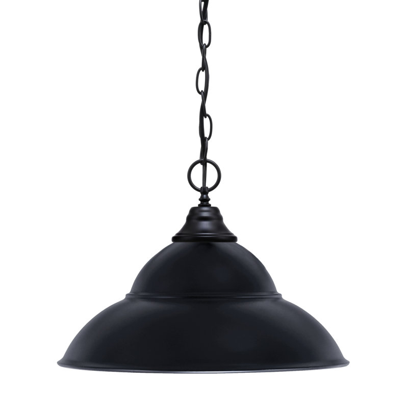 Luminaire suspendu en métal à double chaîne avec suspension Aeronwen, H 10,5 po x l 13 po, Noir mat, Chrome