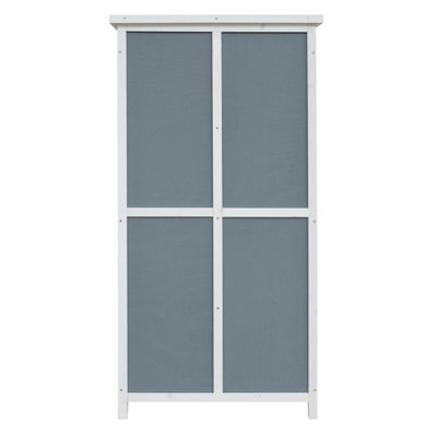 54" Two - Tone Storage Shed in Grey & White - Sloped Roof, 5 Customizable Compartments, Ideal for Outdoor Storage