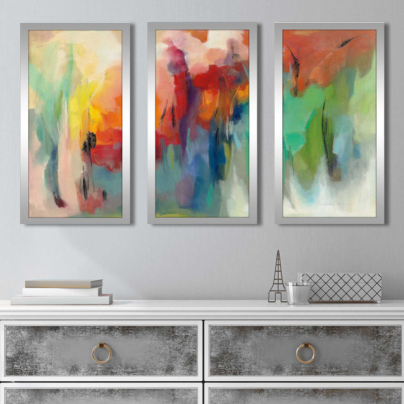 Mars arc-en-ciel - peinture sur cadre 3 pièces, L 52,5 po x H 33,5 po x P 1 po