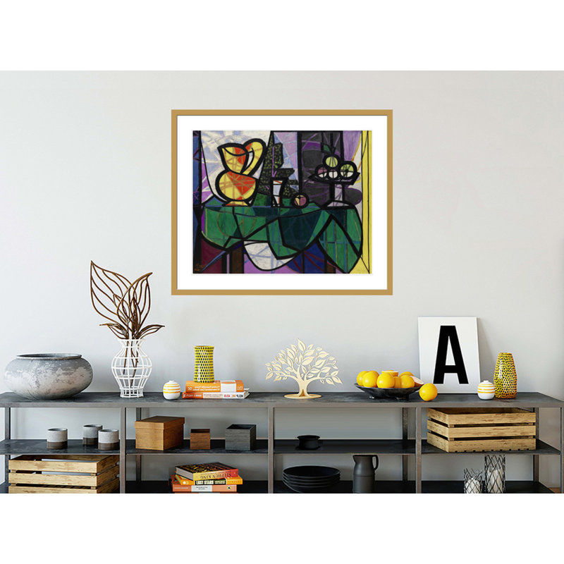 Pichet et bol de fruits par Pablo Picasso, impression giclée sur cadre, H 33,5 po x l 39,95 po