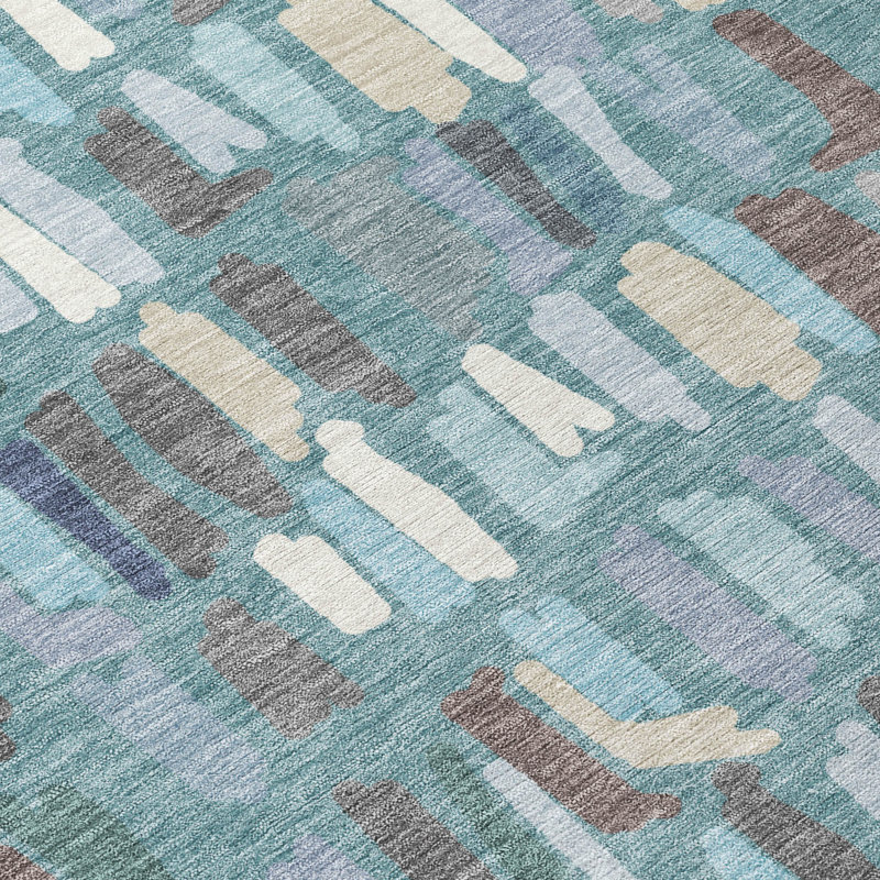 Machine Washable Indoor/Outdoor Karr ACN2377 Stripes Rug, Round 8'