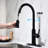 Kitchen Faucet With Pull Out Spray, Matte Black: Stainless Steel, 360 Rotatable Nozzle, Corrosion Treatment Finish, Single Handle Water Flow Rate Adjustment Option Black Spray Faucet: Swiveling-574394086