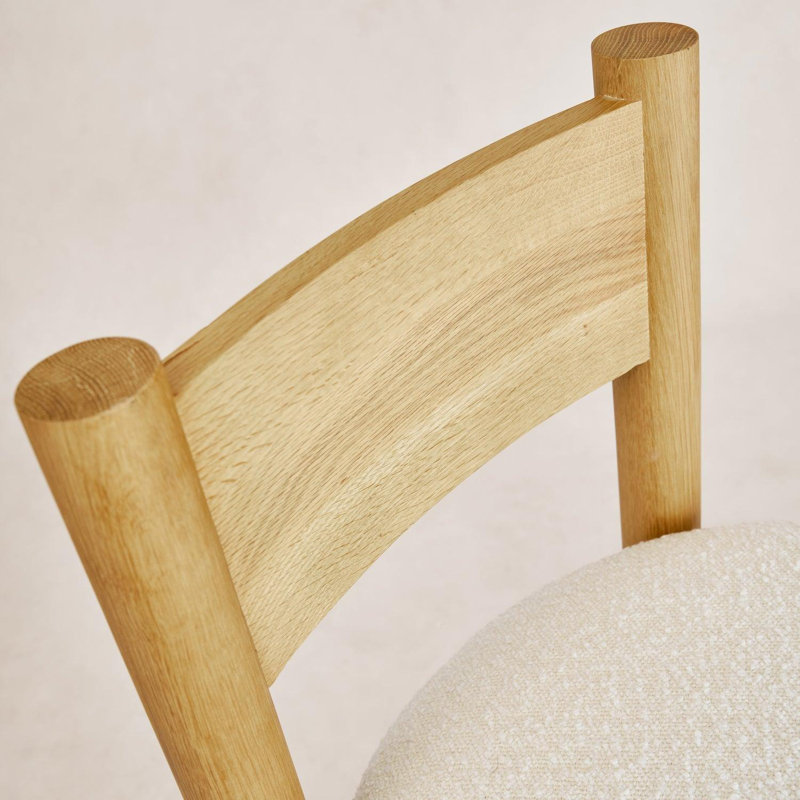 Teddy Dining Chair, Fabric White, White Oak
