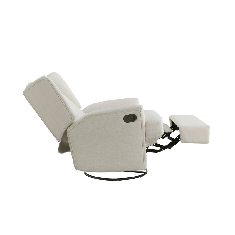 Swivel Reclining Glider, Ivory Polyester Blend