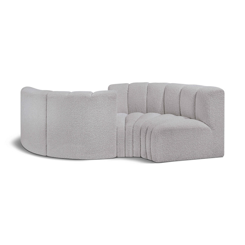 Canapé et méridienne rembourrés Iyra, Tissu gris bouclé