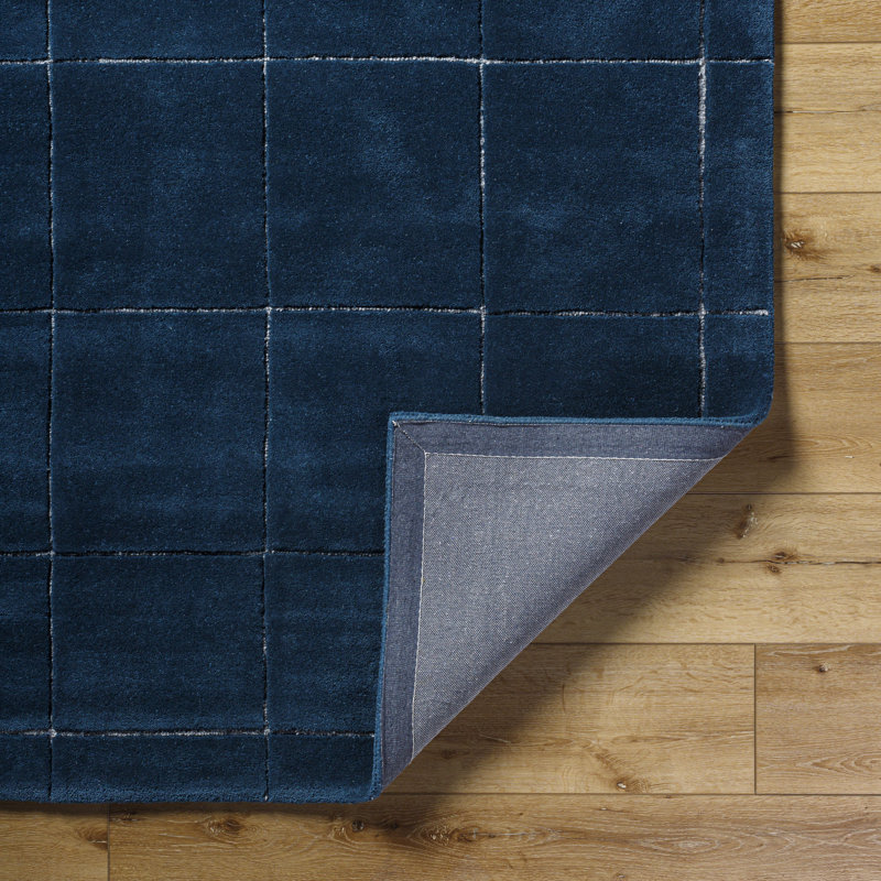 Tapis bleu marine touffeté à la main Mallory, Rectangle 2 pi x 3 pi