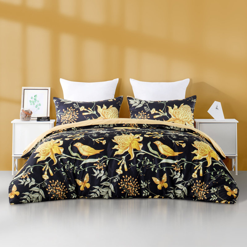 Ensemble de housse de couette en microfibre 4 pièces, Housse de couette très grand + 3 pièces supplém, Noir