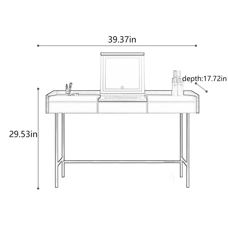 Commode simple en bois massif à miroir, Or / brun / orange