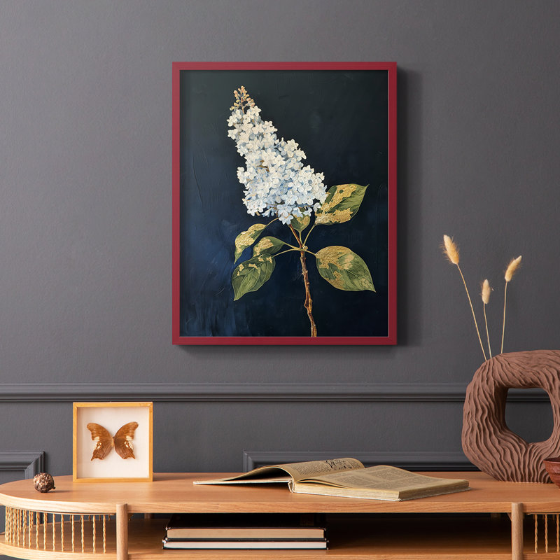 Série FLORAL CLxxvII - reproduction encadrée de qualité supérieure - prête à être accrochée - aucun clou requis, Cadre rouge