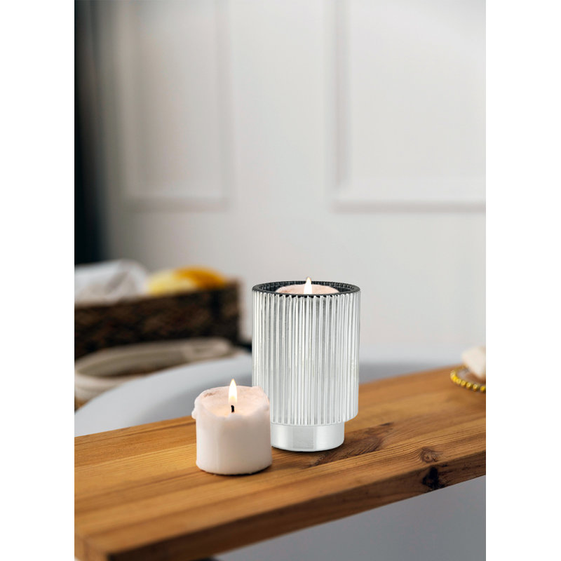 Laynie 5'' H Glass Tabletop Votive Holder, Silver
