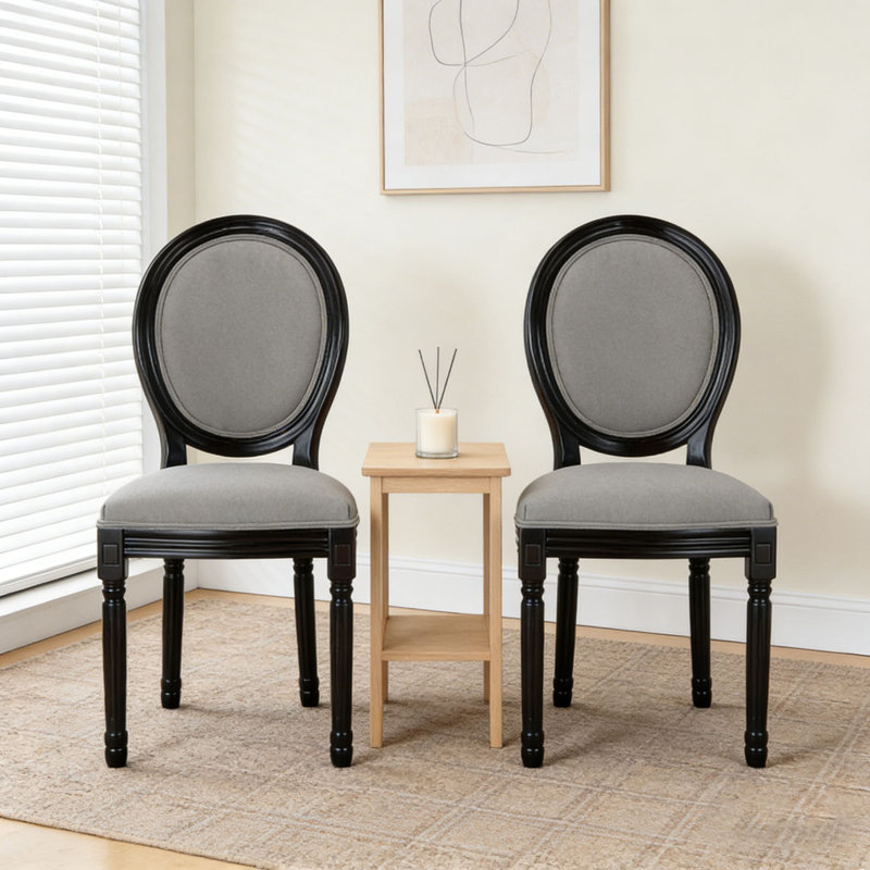 French Country Dining Chairs Set, Light Gray