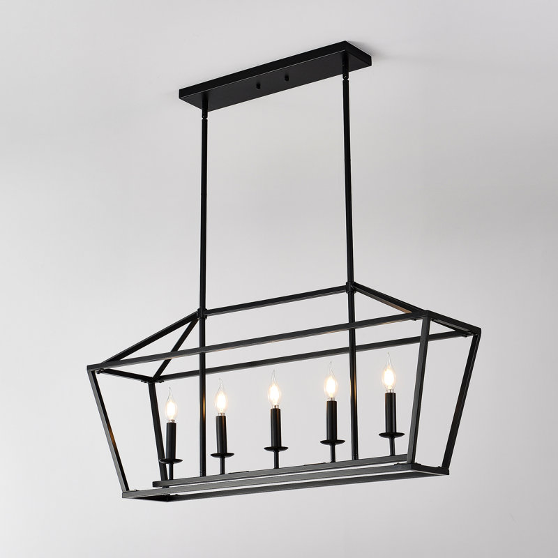 Luminaire suspendu linéaire en métal noir mat à 5 couloirs, pour la salle à manger, la chambre à coucher, le couloir industriel de la cuisine, la salle de conférence
