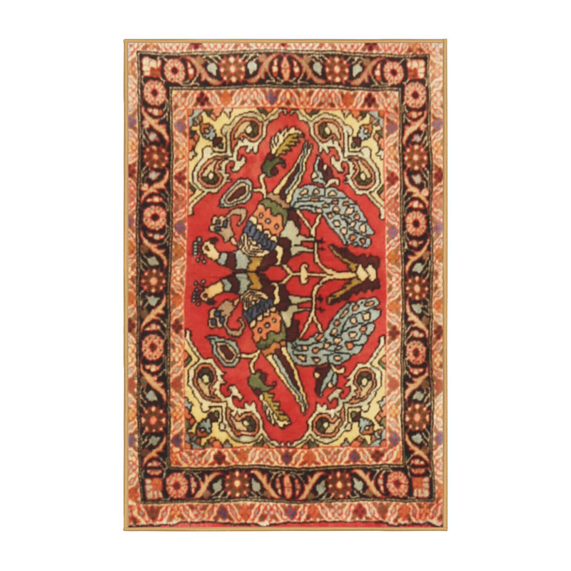 Tapis traditionnel rouge / noir Anel, Rectangle 3 pi x 5 pi