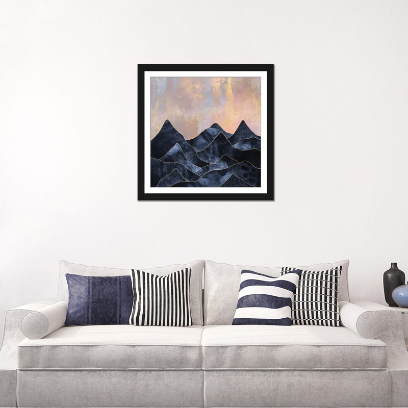 « mountainscape », impression sur toile, Papier avec cadre noir, Blanc, H 24 po x l 24 po x P 1 po