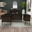 Banc de rangement Currie en métal bronze vieilli avec similicuir capitonné brun foncé
