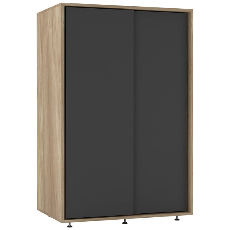 Engineered Wood Wardrobe, Oak/Black