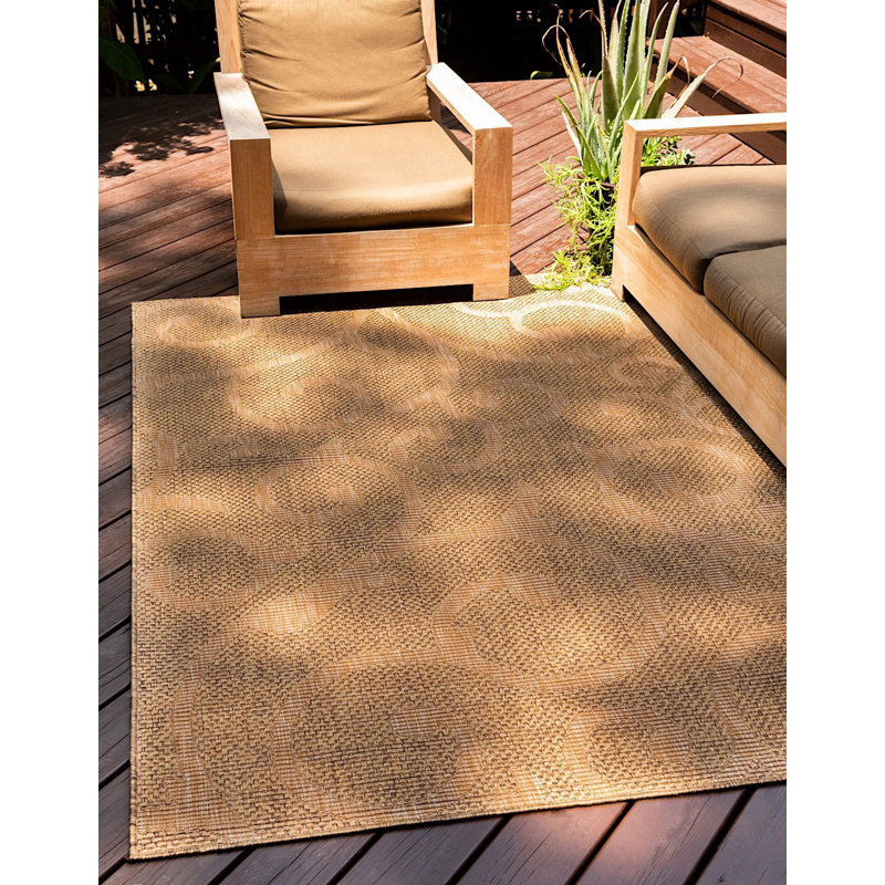 Tapis intérieur / extérieur brun clair Kendari, Rectangle 6 pi x 9 pi
