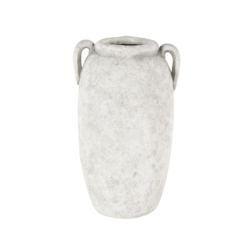 Cole And Ceramic Antique Style Textured Vase With Handles, White