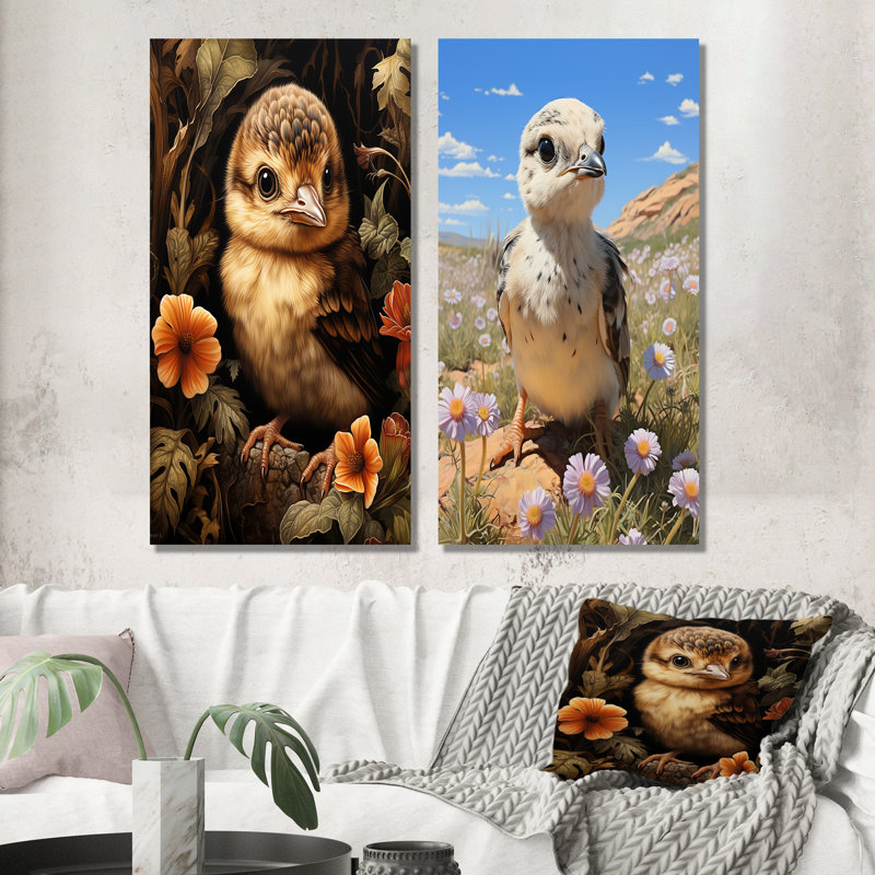 Ensemble de 2 décorations murales en toile campagne Chicken I - Poulet, H 28 po x l 25 po, Toile tendue