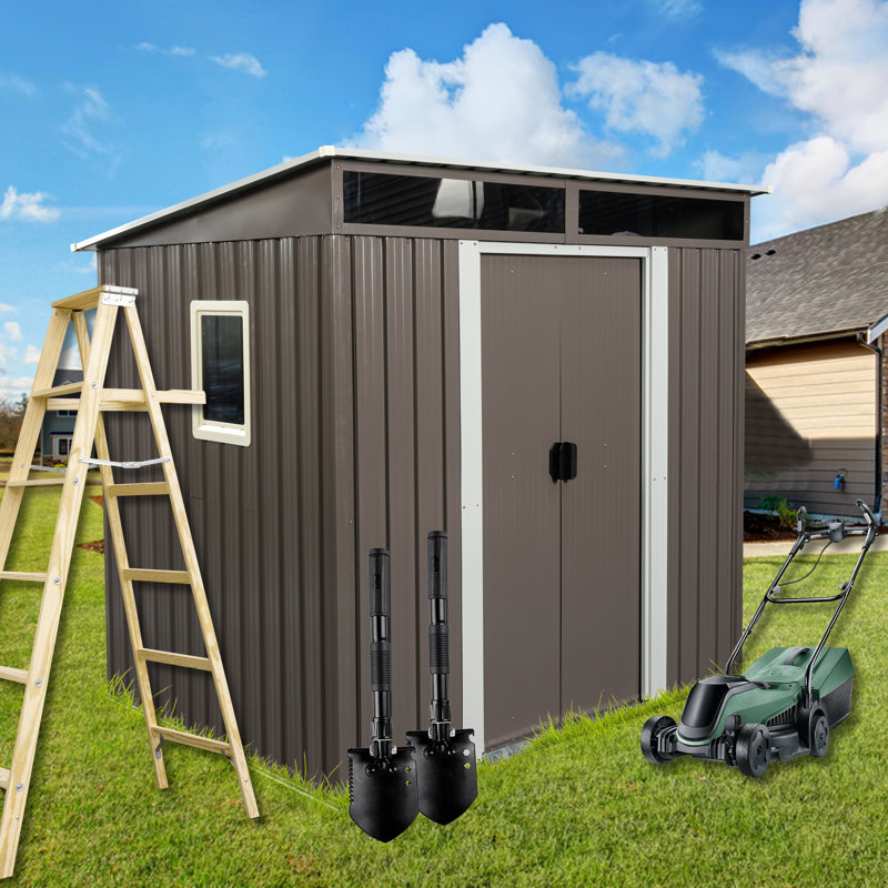 6Ft X 5Ft Outdoor Metal Storage Hut With Transparent Feature - Galvanized Iron Frame For Longevity, Endurance Plate , Sliding Doors Padlock, Simple Assembly, Extra Tools As Shed Capacity Structure