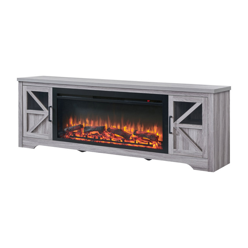 Meuble télé 75 po avec foyer électrique, 1400 W de chaleur, 5000 / H, télécommande, foyer facile à assembler 75 po, panneau avant amovible, conception pratique