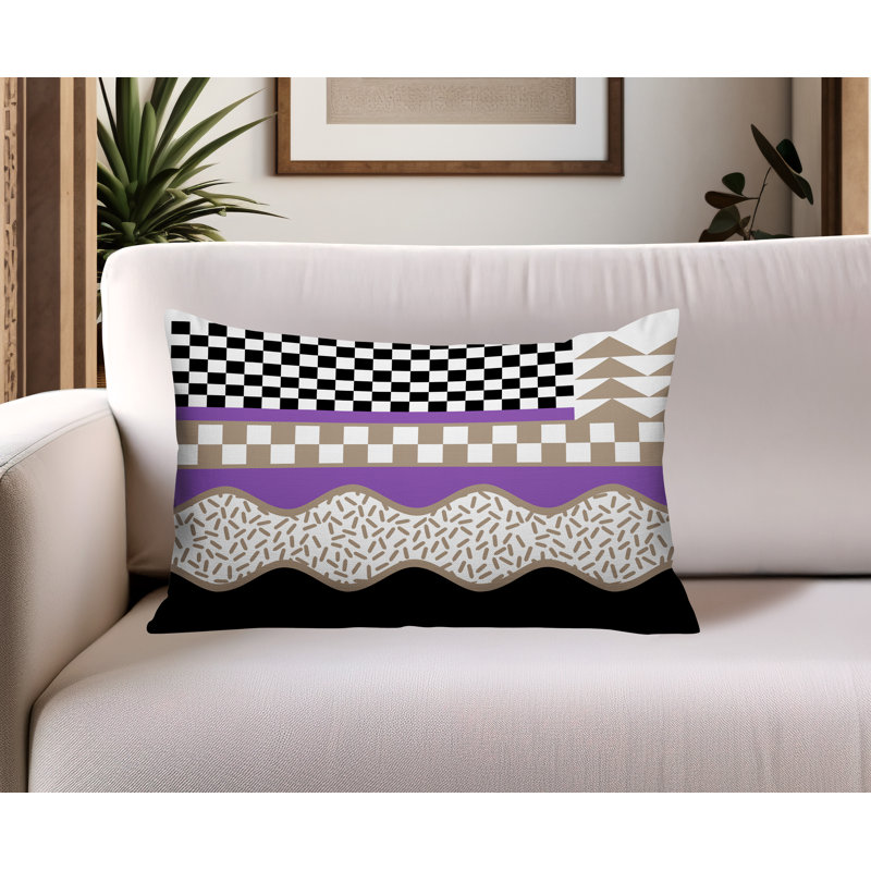 Coussin lombaire intérieur / extérieur Trix Abstract, Rectangle H 18 po x l 25 po, Mauve