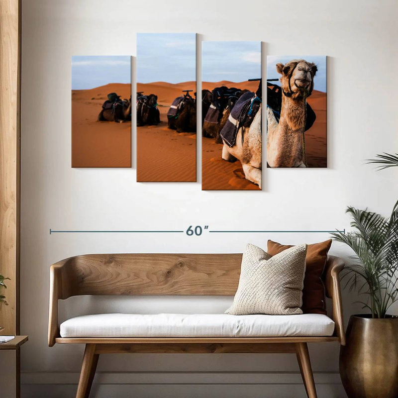Chameaux au Maroc, H 32 po x l 52 po