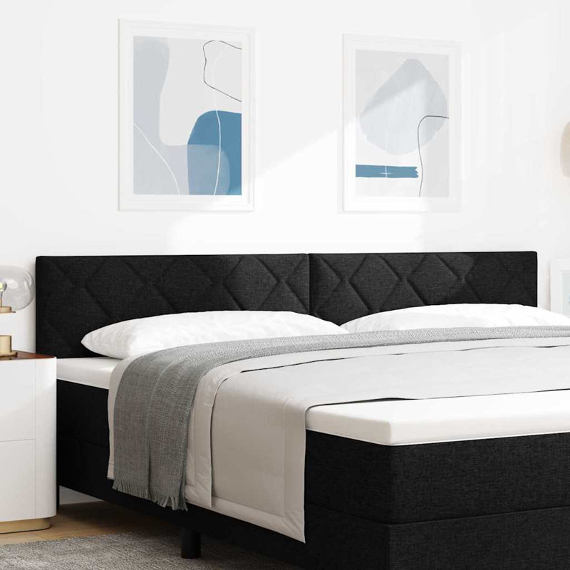  Fabric Headboard Geometric With Headboard Fabric, 140 x 190cm, Black