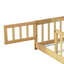 Lit simple au sol avec clôture et porte, lit en bois d'hévéa-124917373-124917374