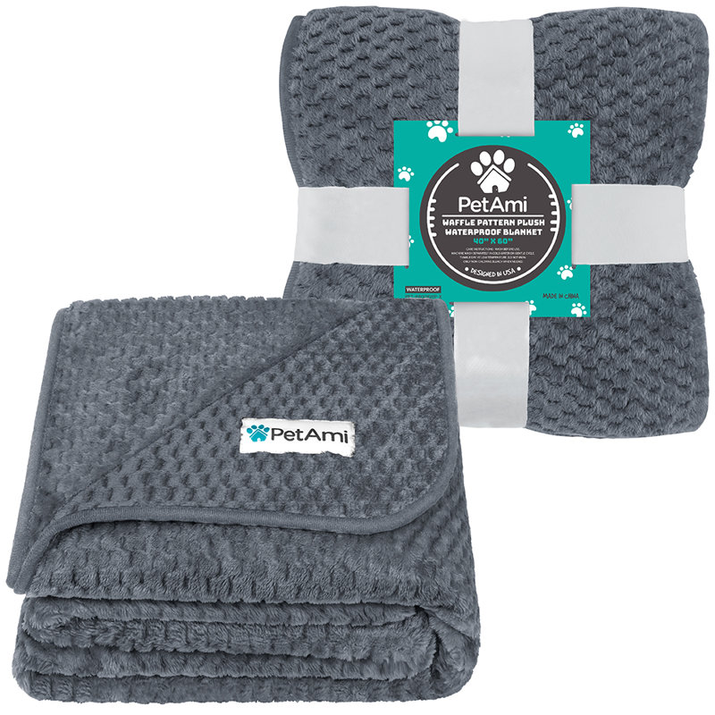 Large Charcoal Waterproof Fleece Dog Blanket