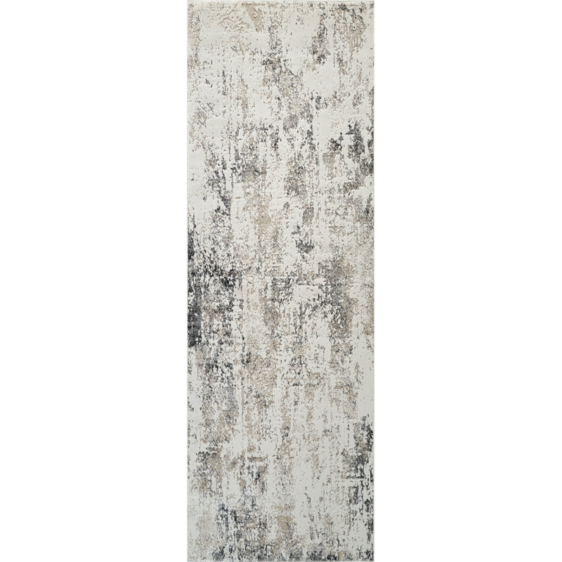Tapis abstrait Haldon, Beige/Black, Runner 2' x 6'