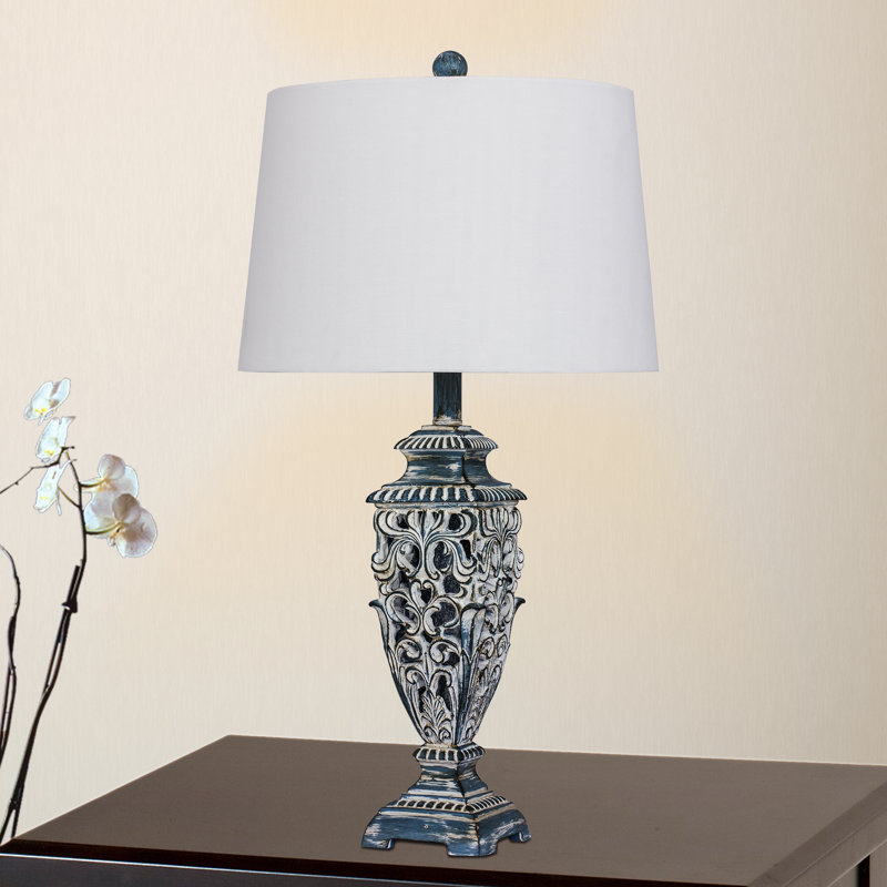 Ensemble de lampes de table Brutus, Blanc, Bleu sarcelle
