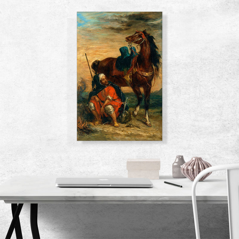 " Arab Rider " by Eugene Delacroix Oil Painting, 26" H x 18" W x 1.5" D