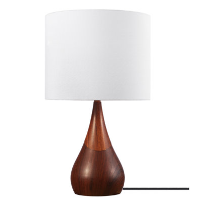 Novogratz X Globe Harrington 20"" Table Lamp, 2-Tone Faux Wood, White Cotton Shade -  Novogratz x Globe Electric, 91002446